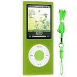 Green Color Apple iPod nano 4G (4th Generation) Silicone Skin Case with Black Armband & Green Color Lanyard