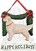 golden_retriever32golden retriever - Golden Retriever Blonde Happy Holidays Sign Picket Fence