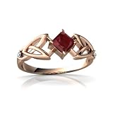 14k Rose Gold Square Genuine Ruby Celtic Knot Ring
