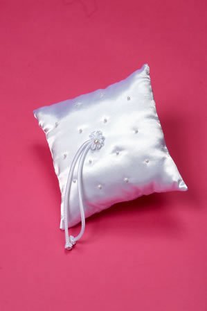 Click here to buy New Ivory Silk Ring Pillow with Pearls Bridal Accessory (RP1498).
