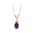 14K Yellow/White Gold 0.15 ct. Diamond and 3/4 ct. Oval Shaped Amethyst Pendant with Chain
