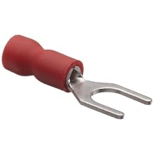 Morris Products 10116 Spade Terminal, Vinyl Insulated, Red, 22-16 Wire Size, #10 Stud Size (Pack of 100)