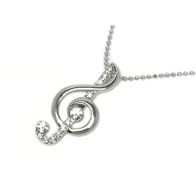 Silver Crystal Music Note Musician Necklace Fashion Jewelry Silver Crystal Music Note Musician Necklace Fashion Jewelry