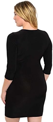 Shop the Trends Women's Plus Size 3/4 Sleeve Bodycon Dress 2X-Large Black