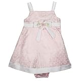 Pink Satin A-line Dress and Bloomers with White Shantung Sash (12M - 24M)
