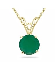 0.40 Cts of 5 mm A Round Natural Emerald Solitaire Pendant in 14K Yellow Gold