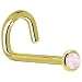 Jewelry : Solid 14KT Yellow Gold 2mm Light Pink Synthetic Opal Left Nostril Screw - 20 Gauge