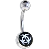 Black and White BIOHAZARD SYMBOL Logo Belly Button Ring