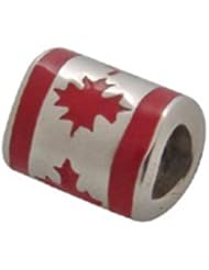 Genuine Zable (TM) Product. 925 Sterling Silver Canada Flag Bead Charm. 100% Satisfaction Guaranteed.