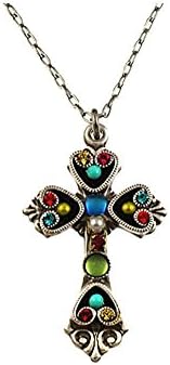 Firefly Multi Color Swarovski Crystal Hand Crafted Medium Cross Pendant Necklace 86708