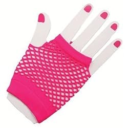 80's Neon Pink Short Fishnet Adult Gloves Adult