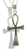 Solid Silver Ankh Cross Pendant & Chain.