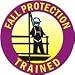 Helmet Marker - Fall Protection Trained w/ pictorial - Vinyl Press On - 2'' Dia