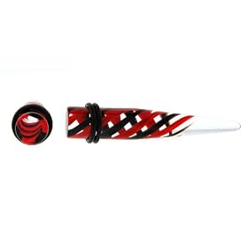 UV Acrylic Tornado Expander - Black and Red Swirl - 1/2 Inches - Sold as a Pair