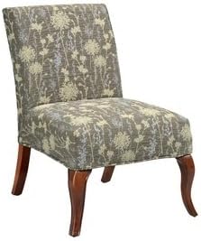Bailey Street 6091881 Mist - Slipper Chair Cover, Natural Wood Finish with Verde Green/Light Yellow/Blue Fabric Shade