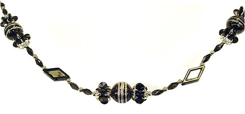 8 Ft. Black & Silver Glittery Beaded Christmas Garland #56484-BV