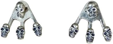 Fashion Restore Skull Heads Stud Earring Gothic Earring Punk Rock Earring 1 Pair, Antique Brass