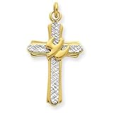 18k Gold -plated & Sterling Silver Dove Cross Charm