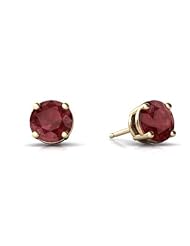 Genuine Ruby 14kt Yellow Gold Stud Earrings