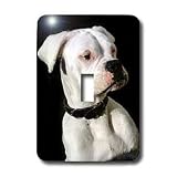 Dogs Boxer - White Boxer Uncropped Ears - Light Switch Covers - single toggle switch