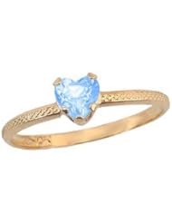 10K Gold Childrens March Birthstone Ring(size 3 1/2)