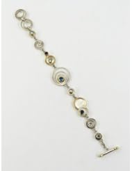 Michou Sterling Silver and Vermeil Amethyst Blue Topaz and Pearl Braclet