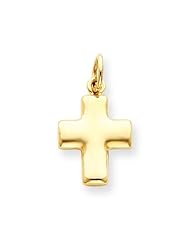 14k Gold Puffed Cross Charm