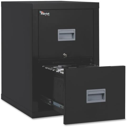 FireKing Patriot Series 2-Drawer Vertical Files-Fire Proof Filing Cab, 2-Drwr, 17-3/4"x25"x27-3/4", BK