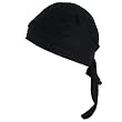 New Solid Black Pirate Biker, Skull Sewn, Molded Bandana Bandanna, Biker Hat Cap, Head Scarf