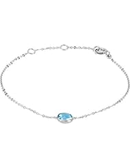 Genuine Swiss Blue Topaz Bracelet in 14k White Gold