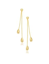 14K Yellow Gold Double Drop Long Earrings