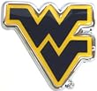 West Virginia University METAL Auto Emblem - Blue with Yellow Trim