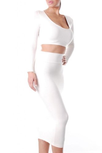 Dear-lover Women's Two Piece Bodycon Crop Top and Skirt Set Dear-lover Women's Two Piece Bodycon Crop Top and Skirt Set