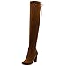 Ollio Women Shoe Drawstring Stretch Faux Suede Zip Up Over the Knee Long Boots