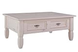 Ambientehome 57109 Couchtisch Jugan Kiefer massiv weiß lasiert und seidematt lackierte Oberfläche T/B/H 77 x 107 x 46 cm