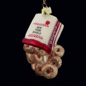 NEW YORK BAGELS ORNAMENT - 3.5 NOBLE GEMS GLASS NEW YORK BAGELS ORN., Quantity of 2 pc,