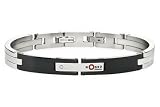 Men's Black and Stainless Steel Bracelet w/Diamond Accent by ROSSO