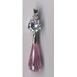 Pink Briolette Silver CZ Pear Drop Pendant