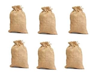 High Quality Jute/Burlap Drawstring Bag Eco Friendly Natural 10x14- Set of 6- CarryGreen