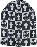 Outer Rebel Fashion Beanie- Black & White Jack Skellington & Cross Check
