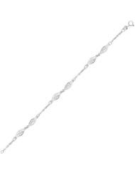 14K White Gold Filigree Marquise Stationed Anklet