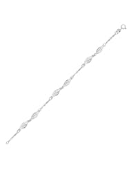 14K White Gold Filigree Marquise Stationed Anklet