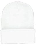 IMAGE OF Long Knit Beanie Ski Cap Hat In White