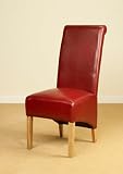 Solid Oak Extending Dining Table and Eight Red Leather Chairs