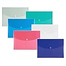 Filexec 1720, Poly Envelope, Velcro Closure, Letter Size, Set of 12 in 6 Assorted Colors, 2 Each Smoke, Blue, Red, Clear, Purple, Green