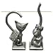 GREAT GIFT! Set of 2 Ring Holders (Cute Cat & Elephant) Pewter with Crystal Eyes.