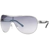 A|X Sporty Shield Sunglasses - Armani Exchange Men's Rectangular Full Rim Lifestyle Eyewear - Shiny Palladium/Black/Gray Shaded Mirror / One Size