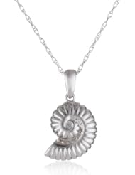 10k Gold Diamond Seashell Pendant Necklace (0.008 cttw, I-J Color, I2-I3 Clarity), 18"