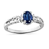 Oval Sapphire and Round Diamond Filigree Ring