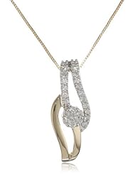 10k Yellow Gold Diamond Cluster Fashion Pendant Necklace (1/5 cttw, H-I color, I1-I2 Clarity), 18"